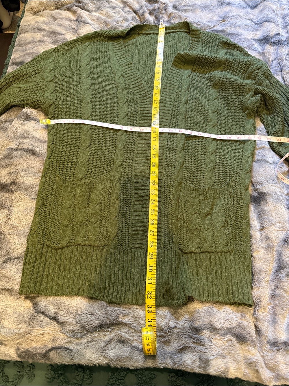 2 Cozy Mustard and Olive Cable Knit Sweaters - Picture 7 of 8